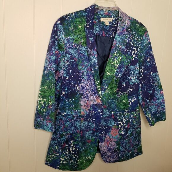 Coldwater Creek Women's Jacket Blazer Size 10 Boho Floral Artsy - Picture 2 of 9